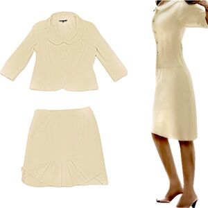 👛🍁 JENNE MAAC Preppy 80s VTG Cream 2-Piece Suit | Blazer Skirt Sz 12 $975 2025